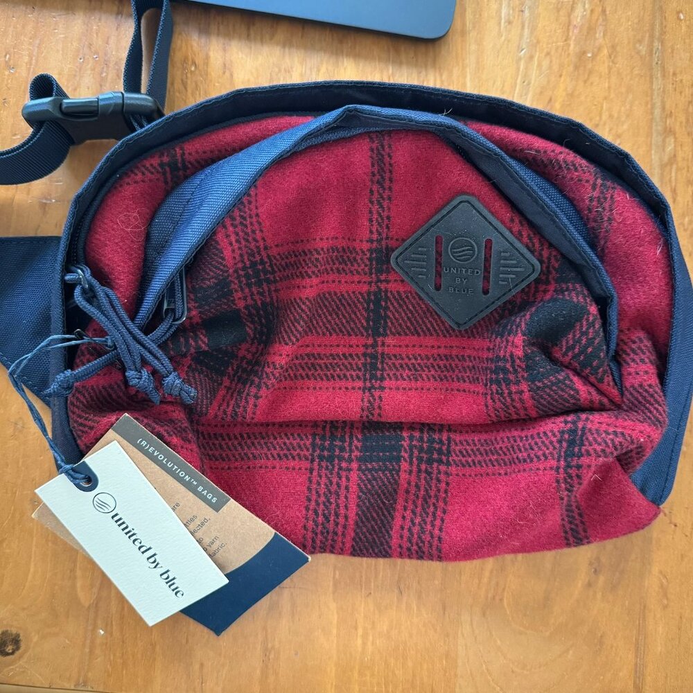 NWT United by Blue Recycled Wool Utility Fanny Pack Outdoors Travel Plaid